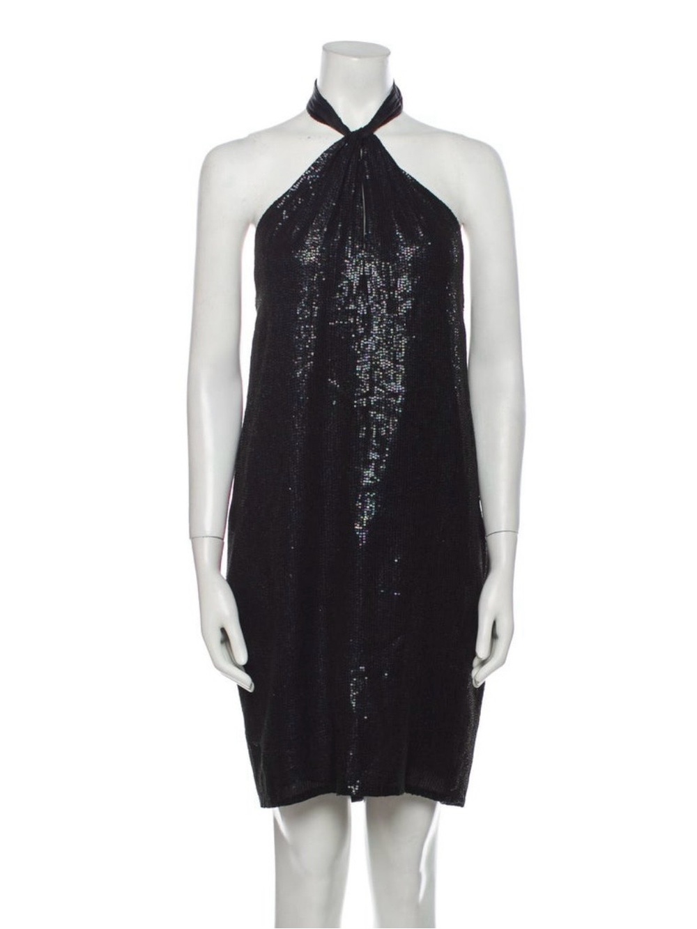 Carmen Marc Valvo Sequin Halter Cocktail Dress